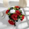 Ramo de rosas artificiales transfronterizo, ramo de mano para boda, decoración de mesa de sala de estar, flores de seda hechas a mano de alta gama al por mayor