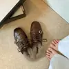 Pantuflas de media punta peludas de moda estilo británico para mujer, otoño e invierno 2026, punta cuadrada con hebilla, zuecos sin talón de algodón