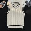 Colete de Tricô Gola V Estilo Academia Masculino Outono e Inverno Ins Estilo Americano Retrô Moda Camisa de Tricô Camiseta para Usar por Baixo