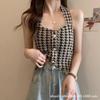 Camisola Halter de Pata de Gallo Estilo Retro Hong Kongés Interior Nuevo 2023 Elegante Cintura Ajustada Adelgazante Top Retro Trendy