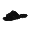 Pantuflas planas de mujer con suela de pelo sintético, ideales para exteriores. Nueva colección otoño/invierno 2026. Pantuflas de algodón versátiles, informales y con puntera abierta, de felpa, estilo casual.