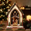 Enfeites de Natal de madeira mais vendidos em todo o mundo: Cabana com cena de neve impressa em UV, Papai Noel, renas e quebra-nozes - pequenas decorações