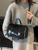 Bolsa de Mão Casual Simples Feminina 2024 Nova Outono e Inverno Estilo Coreano Retro Couro com Cera de Petróleo Pasta Bolsa Transversal para o Dia a Dia