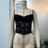 Chaleco de Encaje para Mujer, Top Corto Transparente sin Tirantes y sin Mangas, Camisola Transparente Puro Deseo Verano Su3768