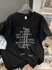 Camiseta de algodón con estampado de letras, cuello redondo, manga corta, para mujer, verano 2024, estilo coreano, combinable, de longitud media, holgada