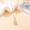 Collar de Bolsa de la Suerte para Mujer, Nuevo Collar de Imitación de Jade Hetian de Lujo Ligero de Nicho, Collar de Nuevo Estilo Chino, Cadena de Clavícula Versátil de Gama Alta