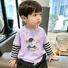 Camiseta de manga larga de dos piezas de imitación para niños, nuevo modelo de principios de otoño 2026, top de algodón puro para primavera y otoño, camiseta interior para niños mayores