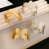 Pulsera Abierta de Mariposa de Flor Metálica Europea y Americana Distintiva Moda Retro Simple Elegante Nicho Pulsera Geométrica para Mujer