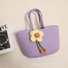 Entidad Transfronteriza Al por Mayor Bolsas de Mano Tejidas de Algodón Nuevas Bolsas de Mano Casuales para Mujer Combinan con Todo Bolsas de Paja con Flores Lindas