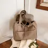 2026 Bolso Tote de Terciopelo para Mujer Gran Capacidad Cierre de Cordón Bolso de Hombro Único Múltiples Bolsillos Tela para Viajar Bolso de Mano para Compras