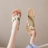 Nuevas Chanclas de Verano Tres Flores para Mujer Resistentes al Desgaste Sandalias Planas de Playa con Tira para Mujer