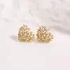 Brincos de Zircônia Trapezoidais Coração Frescos e Doces Europeus e Americanos Joias Simples Elegantes Populares Brincos de Cobre Banhado Cor 18K Conserva Cor