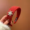 Faixa de Cabelo Versátil Estilo Coreano para Outono e Inverno com Strass, Pérolas e Flocos de Neve, com Toque de Luxo, Faixa Larga, Novo Grampo de Cabelo
