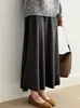 Falda midi de punto minimalista estilo coreano para mujer, de invierno, de cintura alta, adelgazante, holgada, suave y fluida, de línea A