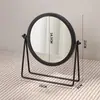 Espejo Redondo de Escritorio, de Pie y Giratorio, Espejo de una Cara de Alta Definición, Espejo de Maquillaje para el Hogar, Espejo de Tocador Estilo Ins Elegante para Dormitorios de Estudiantes