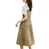 Vestido para Mulheres Verão 2025 Novo Manga Curta Petite Elegante de Alta Qualidade Vestido de Verão Falso Duas Peças Suspensório Saia de Verão