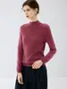 Suéter de cachemira para mujer, suéter de cachemira de cabra con cuello redondo, nuevo suéter de punto base ajustado para otoño e invierno