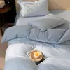 Juego de cuatro piezas de jacquard 100% algodón, 60 hilos, Clase A, simple y lujoso, funda nórdica 100% algodón puro cepillado, sábana plana, sábana ajustable, ropa de cama