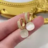Pendientes de Ojo de Gato Geométricos de Lujo Ligero con Baño de Cobre Dorado Real, Pendientes Cuadrados Simples de Alta Calidad para Todo