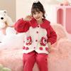 Pijamas para niños, otoño e invierno, franela para niños, forro polar coral cálido y grueso, lindo traje con capucha para niñas, ropa de casa