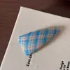 Pinza para el pelo triangular de tela a cuadros linda estilo coreano para estudiantes, Pasador con flecos florales, Pinza BB de bloqueo de color retro para niñas