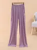 Calça de Pijama Modal Feminina Primavera e Verão Solta Mergulho Casual Tamanho Grande Seda de Gelo Fina Ar Condicionado Doméstica Reta