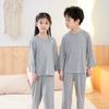 Traje de Casa Modal para Niños Manga Larga Pantalones para Niños Grandes Pijama Fino para Bebé Traje de Aire Acondicionado para Niños y Niñas