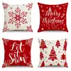 Fronha Almofada de Sofá Almofada Estampada Floco de Neve de Natal Letra Festival Decoração de Casa Fronha Quadrada