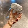 Mini Copo de Vidro de Alto Valor Cravejado com Diamantes para Café Levemente Luxuoso Copo para Leite de Soja com Escala Copo Redondo Portátil de Celebridade da Internet