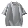 Marca da Moda Seda de Gelo Manga Curta Masculina Verão Fresco Algodão Top Juventude Solta Camiseta Masculina Nova Verão Manga Curta Camiseta