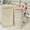 Taza de Café de Alta Calidad para Niñas con Exquisito Patrón a Cuadros, Taza con Popote Estilo Ins, Taza Térmica Portátil con Asa de Acero Inoxidable Venta al por Mayor