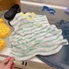 Camiseta Dopamina de Verão Infantil Novo Estilo Meninos e Meninas Verão Listrado Top Solto Estiloso Gola Redonda Colete Casual