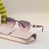 2026 Nuevas Gafas de Sol Cuadradas Sin Marco de Moda Europea y Americana para Mujer, Gafas de Sol de Moda Cortadas en Diamante para Protección Solar para Mujer, Transfronterizo