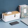 Caja de Gestión de Cables de Plástico Caja de Regleta Caja de Conexiones Enchufe Cable de Alimentación Antichoque Cubierta de Bambú para Uso Doméstico
