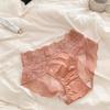 Ropa interior de lujo ligero sexy de estilo francés de satén, encaje y gasa para mujer, entrepierna transpirable, tiro medio, shorts triangulares de cadera para niña