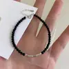 Pulsera personalizada de plata de ley S925 con ágata negra y cuentas de plata, minimalista y versátil, joyería de nicho de lujo ligero para el día a día