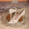 Zapatos de tacón alto con plataforma impermeables y brillantes color champán estilo francés para mujer, con suela gruesa, cómodos zapatos de boda, tacones de aguja de punta fina