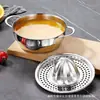 Exprimidor Manual de Acero Inoxidable No Magnético con Filtro, Exprimidor de Naranjas y Limones, Olla Pequeña para Cocinar Fideos y Hacer Jugo