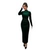 Outono e Inverno 2026 Novo Vestido Europeu e Americano de Comércio Exterior Feminino Sexy Justo ao Corpo que Valoriza as Curvas Gola Alta Manga Longa de Veludo