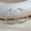Brincos de Argola Grandes Geométricos com Strass Completo Dongdaemun Moda Estilo Europeu e Americano Personalidade Temperamento Argolas de Orelha Clipe de Orelha para Mulheres Exquisitos Estilo Ins