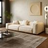 Sofá de Cuero Genuino Estilo Tofu Italiano para Sala de Estar, Moderno Minimalista de Tres Plazas Combinación Artística de Cuero Vacuno Flor Superior, Moderno Lujo Ligero