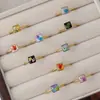 Anillo Popular Multicolor de Flores Reales Transfronterizo Amazon Acero Inoxidable Chapado en Oro Anillo de Flores Secas Joyería Manual Creativa Retro con Pegamento
