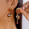 Brincos Halloween Novos Europeus e Americanos Transfronteiriços para Mulheres, Pingentes Criativos de Cabeça de Abóbora Fantasma, Brincos de Design Irregular para Mulheres