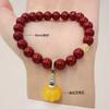 Pulsera de cinabrio de oro púrpura de mineral bruto natural, pulsera de anillo único con colgante de calabaza, cuentas redondas, cuentas de la suerte, pulsera del año de nacimiento al por mayor