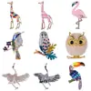Broche Corsage Animal Garza Búho Loro Jirafa Colibrí Pedrería Perla Atmosférico Personalizado Pin Fijo