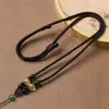 Collar de Cuerda con Cuentas Transparentes de los Doce Signos del Zodiaco Colgante Tejido a Mano Cuerda para Colgar Correa para el Cuello Ajustable para Hombres y Mujeres