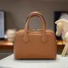 Bolso de Mano para Mujer Otoño e Invierno Nuevo Primera Capa Piel de Vaca TC Bolso Boston Gran Capacidad Bolso Tote Bolso de Hombro para Viajes Cortos Pequeño