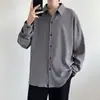 Camisa social casual slim fit estilo coreano, não amassa, de alta qualidade, moderna, bonita, fina, cinza, manga longa masculina