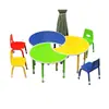 Escritorios y Sillas para Sala de Actividades de Guardería Preescolar, Mesas y Sillas Infantiles con Forma de Media Luna, Mesas de Estudio Ajustables, Opciones de Colores Vibrantes