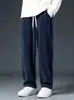 Pantalones de pana para hombre, pantalones casuales de pierna recta para primavera/verano, nuevo estilo 2026, corte holgado, fluidos, de pierna ancha largos para adolescentes
